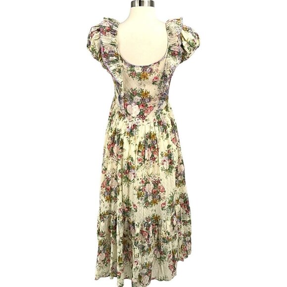 NWT LoveShackFancy Exley Dress Shining Gemstone Size 2 Floral Short Sleeve - Picture 9 of 16